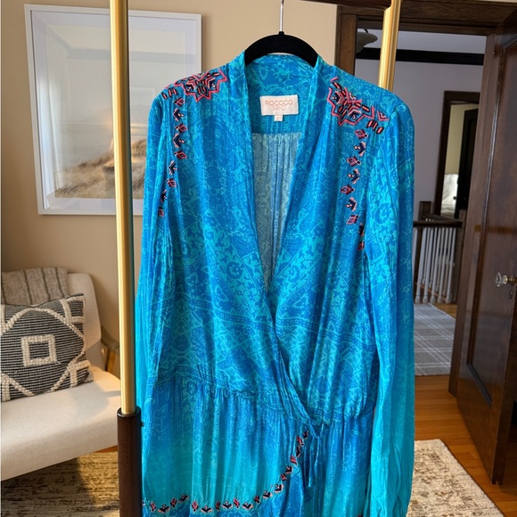 Rococo Sand Turquoise Embroidered Coverup - Picture 1 of 3
